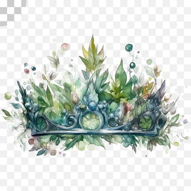 PSD grass crown watercolor transparent background