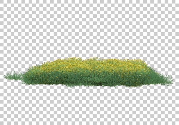 透明な背景の芝生のフィールド3dレンダリングイラスト