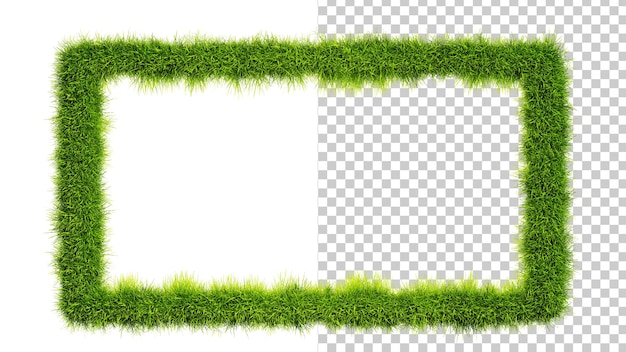 Grass frame isolated on a white background Grass rectangular frame copy space