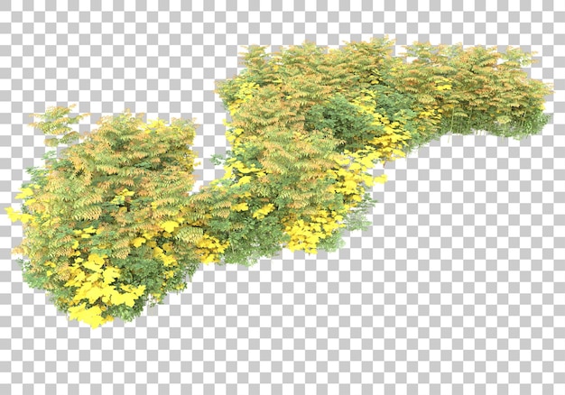 Травяной остров с цветами на прозрачном фоне 3d рендеринг иллюстрации