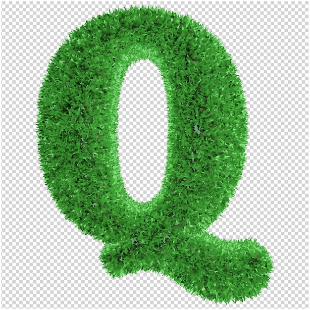 Grass letter in 3d rendering isolated