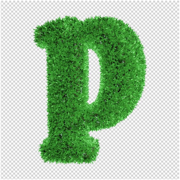PSD grass letter 3d rendering