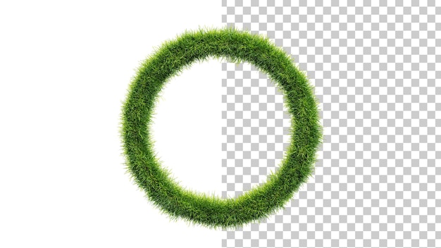 Grass round frame copy space grass frame isolated on a white background