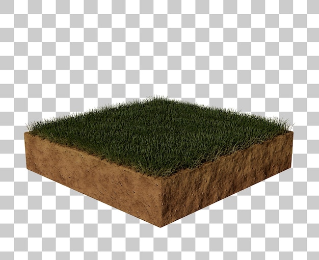 PSD grass soil section podium 3d rendering