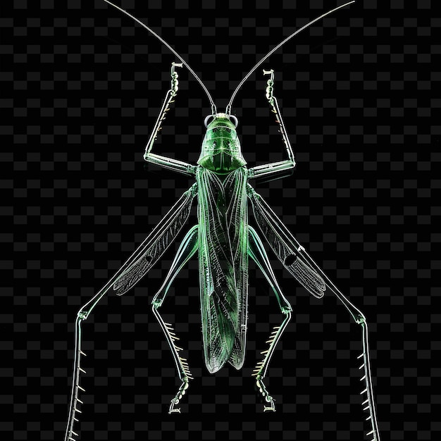 PSD grasshopper met lange benen gevormd in glycerine materiaal trans animal abstract shape art collections