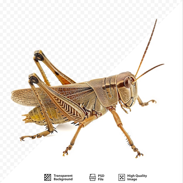 PSD grasshopper with brown color on the leaves