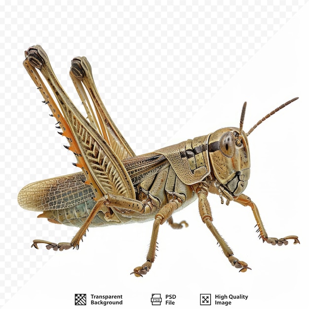 PSD grasshopper with brown color on the leaves