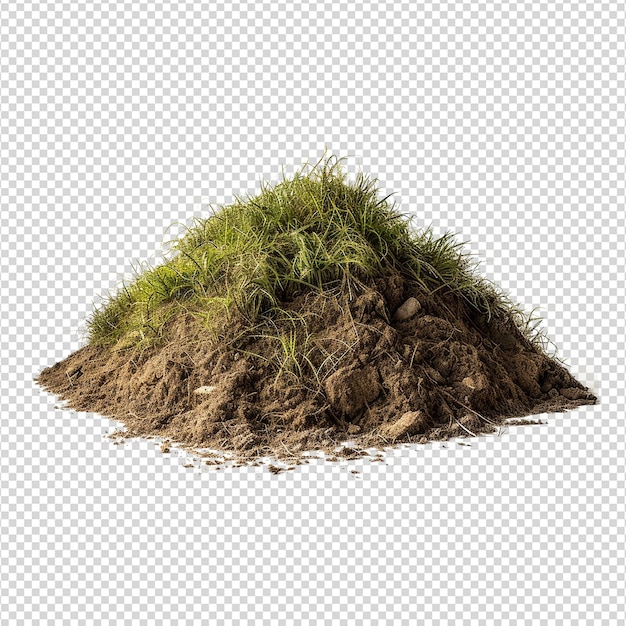 PSD grassy dirt heap isolated on transparent background png