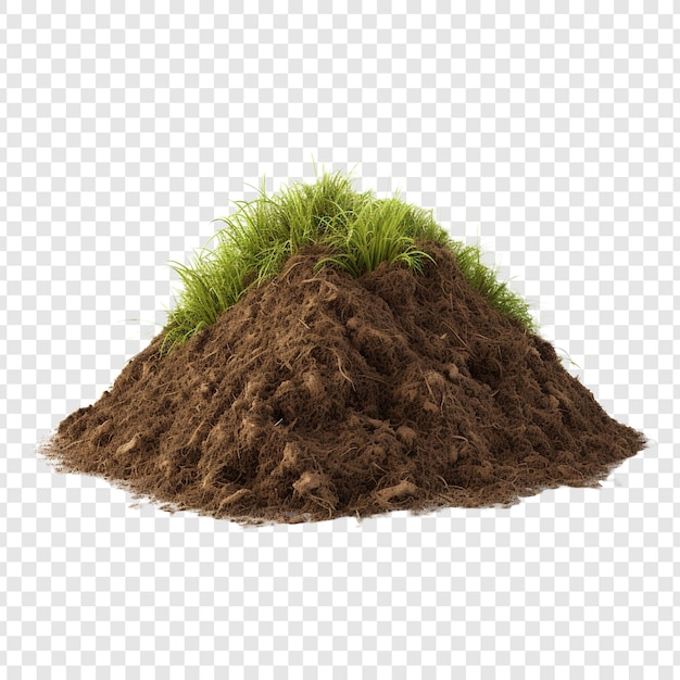 PSD grassy dirt heap isolated on transparent background