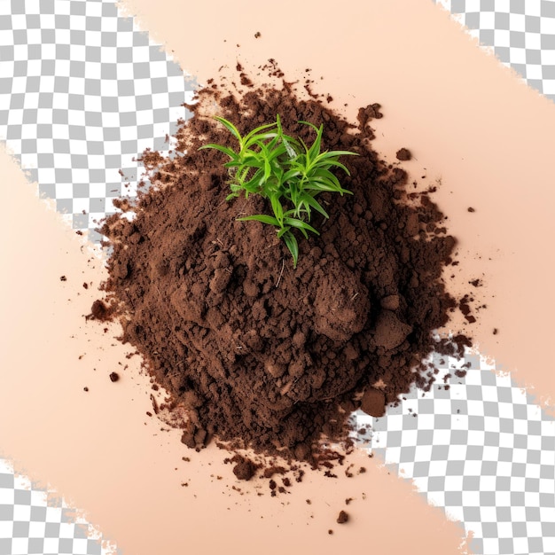 PSD grassy dirt heap on transparent background from above