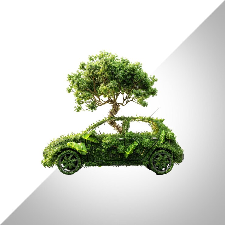 PSD grassy hybrid car isolated