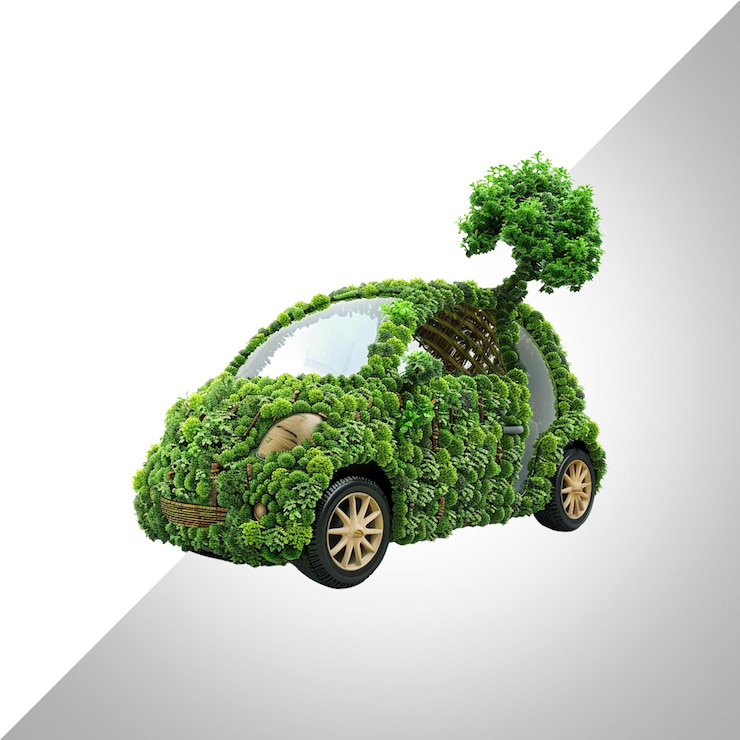 PSD grassy hybrid car isolated