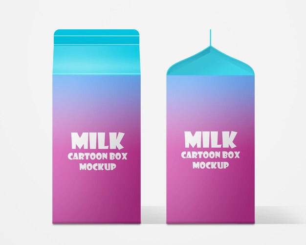 PSD gratis mockup psd een blauw en roze melkkartonnen doosmodel