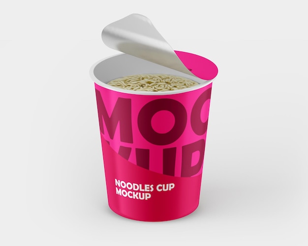 PSD gratis mockup psd een roze beker met de tekst noodle cup mockup