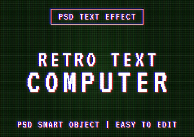 PSD gratis psd bestanden retro computerteksteffect, vintage schermteksteffect