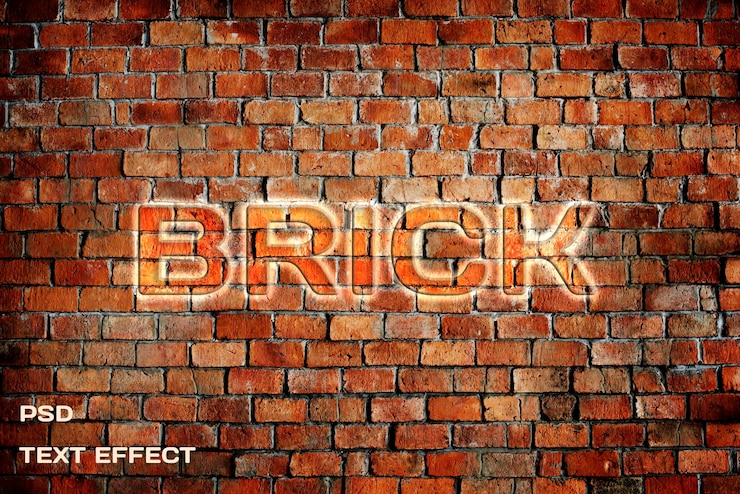 PSD gratis psd bestanden rode bakstenen muur 3d-teksteffect en mockup