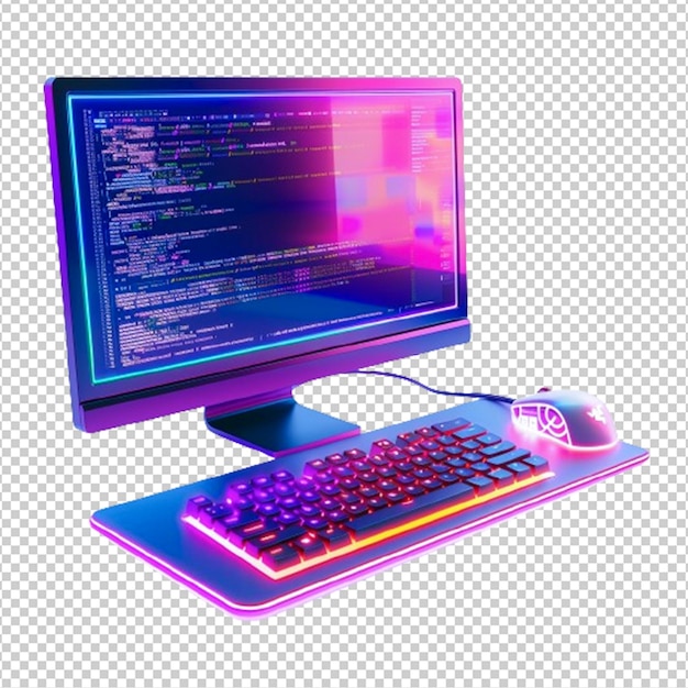 Gratis psd-computer pc-monitor geïsoleerd op een doorzichtige achtergrond