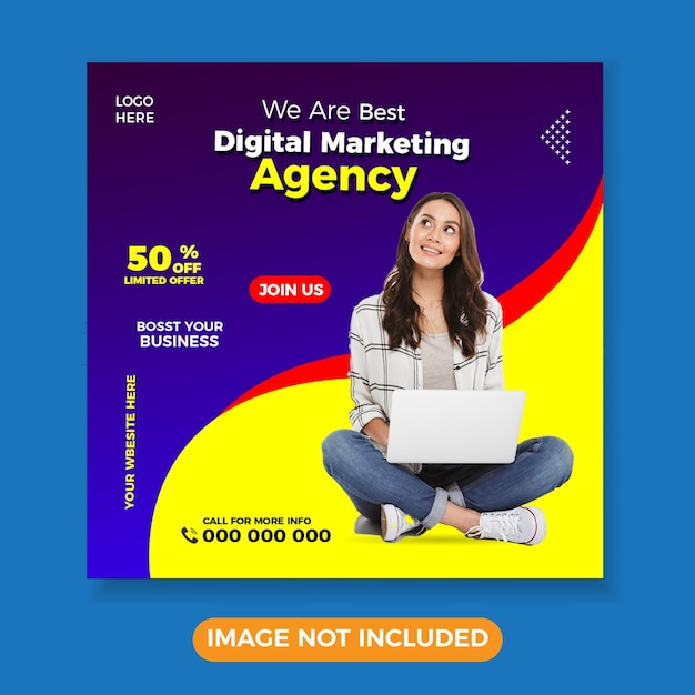 Gratis PSD digitaal marketingbureau en postsjabloon voor sociale media voor bedrijven