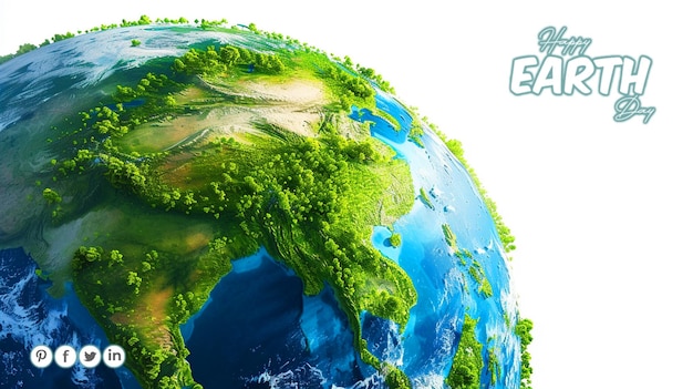 Gratis psd earth day ecologie concept ontwerp met 3d wereldkaart