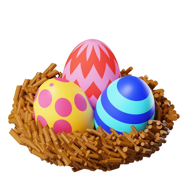 PSD gratis psd eggs nest 3d-illustratie