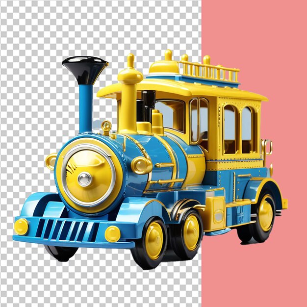 PSD gratis psd gele en blauwe speelgoed trein voor make-up