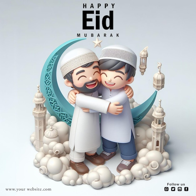 PSD gratis psd gelukkige eid mubarak sociale media posterontwerp