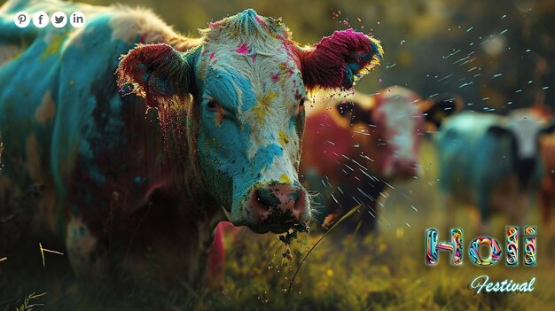 PSD gratis psd happy holi een vleugje holy kleur in de natuur social media banner poster