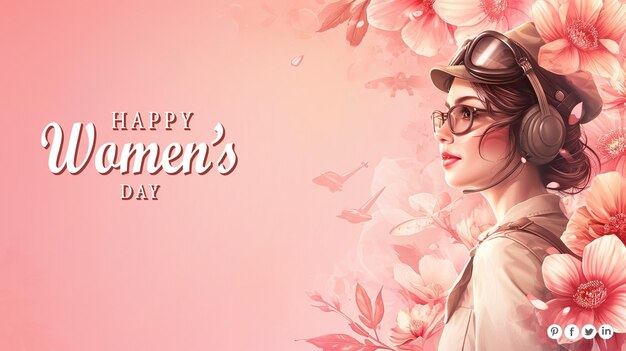 PSD gratis psd happy womens' day banner poster voor sociale media