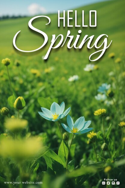 Gratis psd hello spring sociale media banner sjabloon ontwerp