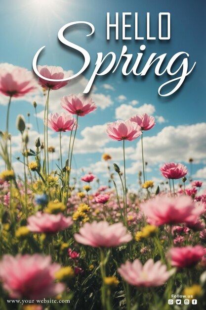 PSD gratis psd hello spring sociale media banner sjabloon ontwerp