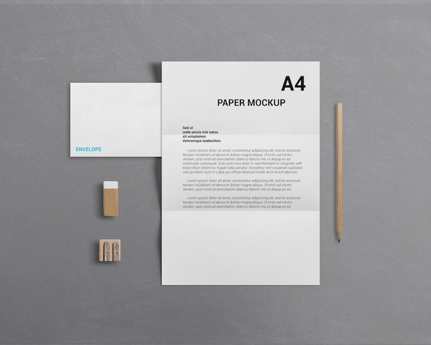 Gratis PSD mockup een stuk papier met het woord papier erop