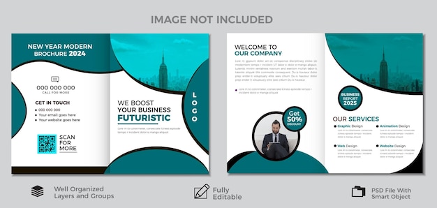 Gratis PSD Modern Business Bio Fould Brochure-ontwerpsjabloon