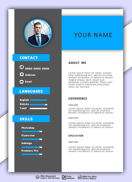 PSD gratis psd schone en moderne cv- of cv-sjabloon