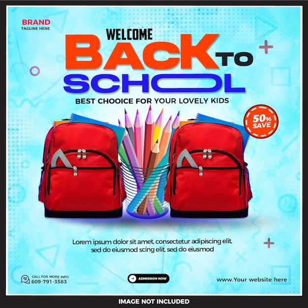 Gratis PSD school toelating social media post en Instagram post sjabloon