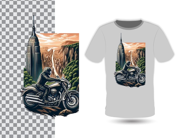 Gratis psd stadsmotorfiets vintage motorfiets t-shirt ontwerp