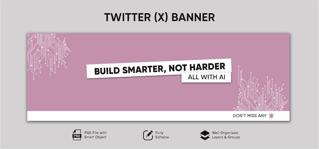 PSD gratis psd twitter cover en social media banner sjabloon