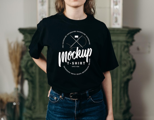 Gratis PSD wit zwart t-shirt voor-achter mockup