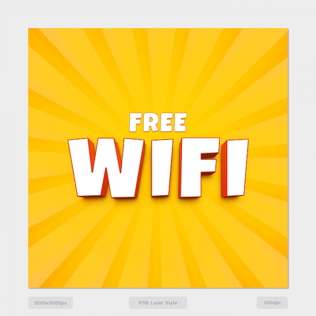 Gratis wifi 3D-tekststijleffect PSD