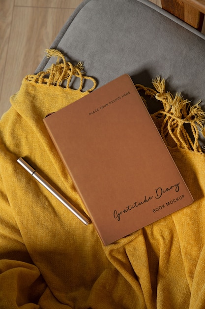 PSD gratitude diary indoors mockup