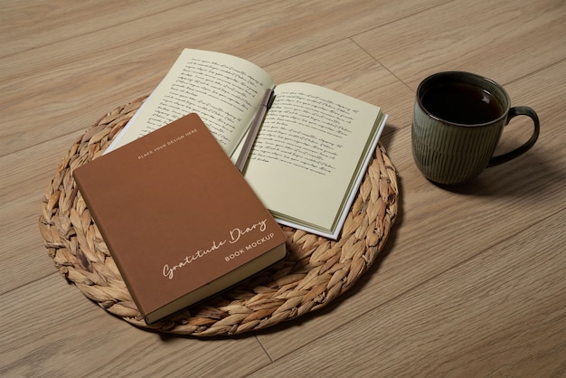 PSD gratitude diary indoors mockup