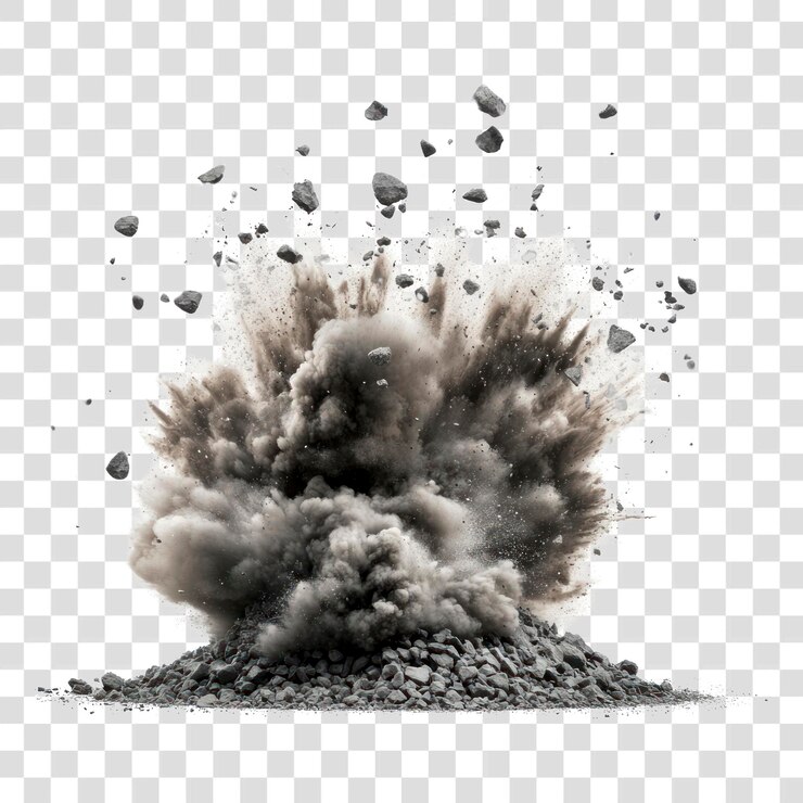 PSD gravel explosion outdoors mountain powder