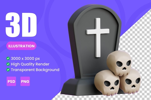 PSD gravestone 3d icon illustrations