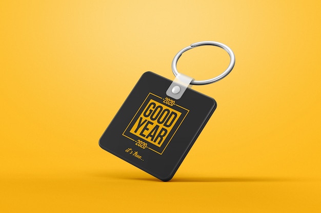 PSD gravity square keychain mockup