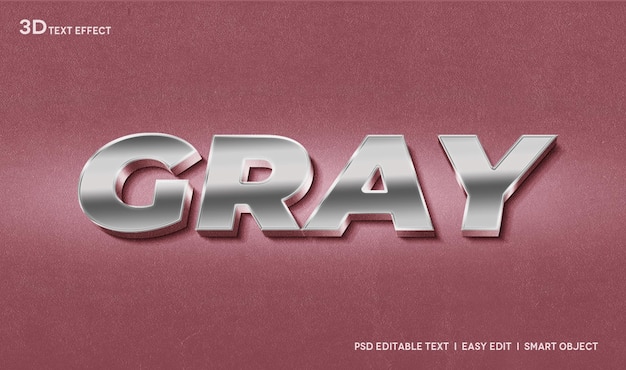 Gray 3d text style effect mockup template