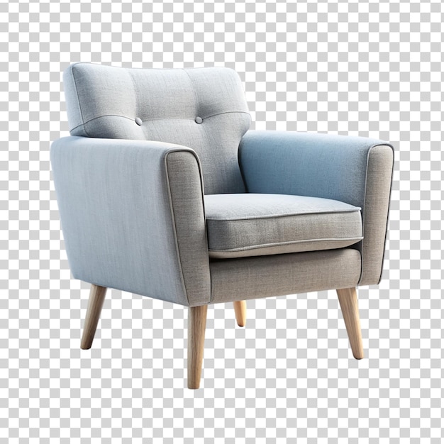 Gray armchair mockup isolated on transparent background