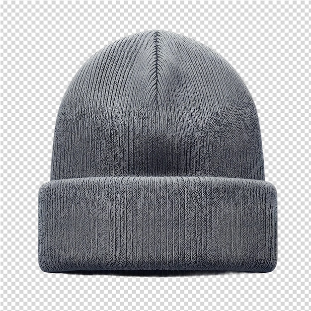 PSD a gray beanie cap with a black band on it