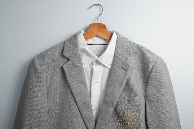 PSD gray blazer with mock-up logo design