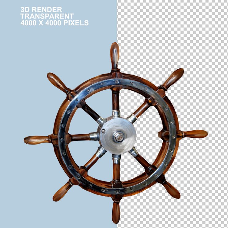 PSD gray blue ships wheel illustration maritime transport ships wheel rudder controller for decora