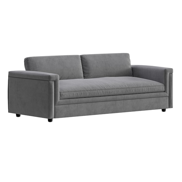 A gray couch with two pillows on it The couch is large and has a modern design