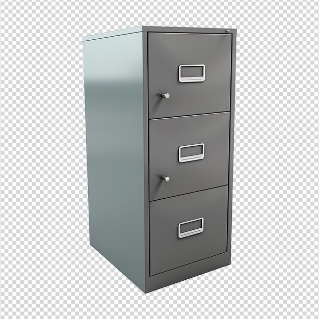 Gray filing cabinet isolated on transparent background